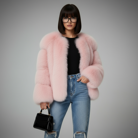 ROSÉ LUX | ABRIGO CHAQUETA DE PELO PREMIUM