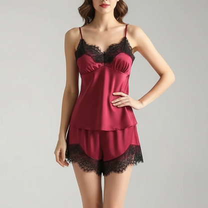 MIDNIGHT | CONJUNTO SATINADO CON ENCAJE SUAVE