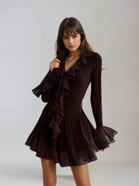 PERLA | VESTIDO CON VOLANTE OLIVIA CREATION